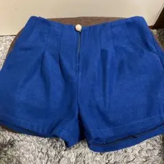 ショートパンツ 青　ハイウエスト
