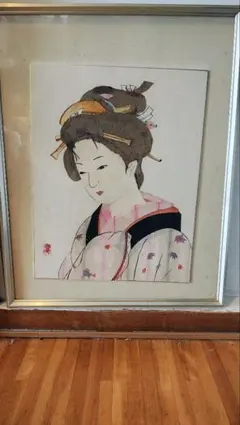 小磯良平、絵画、油彩４号、化粧する舞妓、高級額縁、肉筆、片岡珠子、宮永岳彦。 小磯良平、絵画、油彩4号、化粧する舞妓、高級額縁、肉筆、片岡珠子