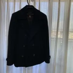 【nano universe 】ウール・カシミヤ ピーコート 黒Lサイズ