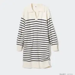 ユニクロ UNIQLO ニット ワンピ ワンピース ボーダー オフホワイト 白