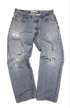 Levi's 550 ライトブルー ダメージ ワイドデニム w36 w34 古着