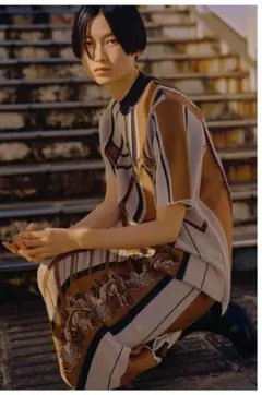 Mame Kurogouchi マメ 半袖ニット 切替デザイン 日本製 1 ユニクロ公式 | 3Dメッシュセーター（5分袖）