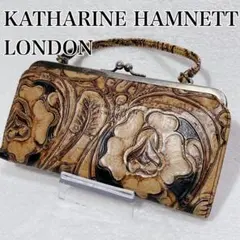 【希少】KATHARINE HAMNETT 花柄レザー長財布のサムネイル