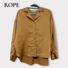 良品◎ROPE/ロペ/ドルマンスリーブブラウス/ブラウン/38/スキッパー/光沢のサムネイル