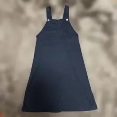 黒 サロペット風ジャンバースカート　フロントスリット