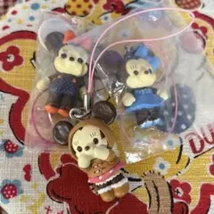 ミニーマウス ストラップ キーホルダー　ミニークチュール　3個セット　ディズニー