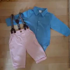 【美品】水色ボディスーツとピンクパンツセット 80センチ