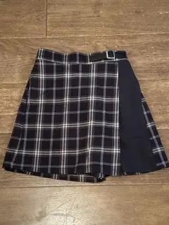 キッズ　ikka ネイビー チェック柄 キュロット