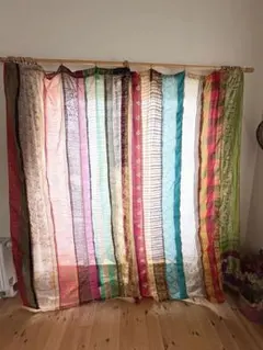 インド直輸入 ヴィンテージサリーパッチワークカーテン アップサイクル商品