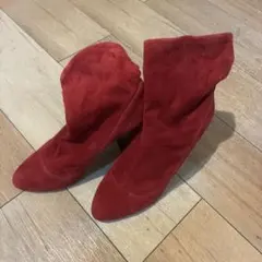 ダイアナDIANA赤 スエード 高ヒールブーツ24.5