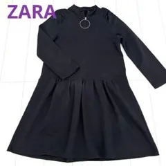 【ZARA】 ジップアップ チュニックワンピース 切り替えギャザー L