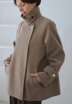 ☆新品未使用☆ロペピクニック ジャージーメルトン金ボタンミドルコート