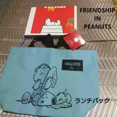 スヌーピーランチバック　ブルー　FRIENDSHIP IN PEANUTS　英語