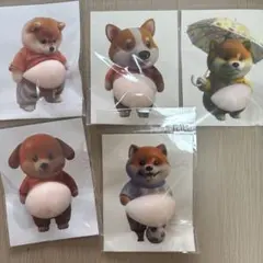 【訳あり】柴犬 お腹ぷにぷにシール 5枚セット 3D立体シール おなかシール1