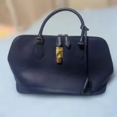 サマンサタバサ　ネイビー レザー ハンドバッグ トートバッグ