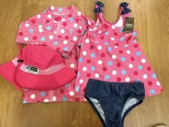 最終お値下✨水玉模様 水着　ラッシュガード　帽子　セット 120cm