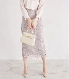 カットワークフラワーレース刺繍タイトスカートのサムネイル
