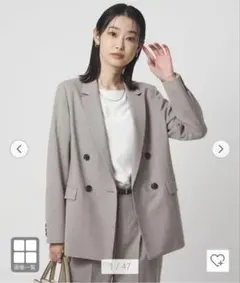 NOBLE エステルソフトカルゼ ロングスリットジャケット ベージュ 38