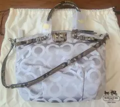 【新品未使用】COACH コーチ マディソン シルバー トートバッグ パイソン