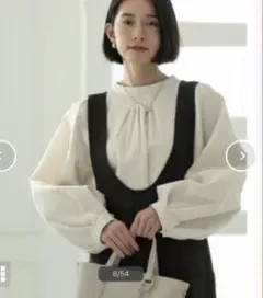 OPAQUE.CLIP ふくれジャカードボリュームスリーブブラウス