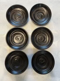 黒の木製の茶托セット