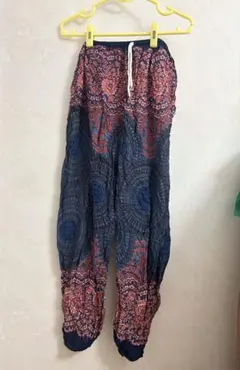 ボヘミアン サルエルパンツ ネイビーと赤　タイパンツ
