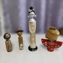 伝統的な手描きこけし人形 2体セット - メルカリ