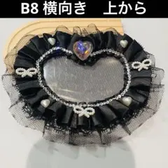 ハンドメイド　硬化カードケース　キーホルダー　レースデコ　黒　ブラック　B8