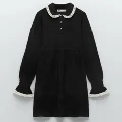 ZARA ビジューボタンワンピース　ベロア　ドレス