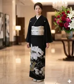 黒留袖 フルセット 正絹 白松柄 逸品 結婚式のサムネイル