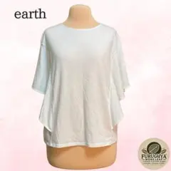 earth アース ホワイト フレアスリーブ Tシャツ カットソー 着心地良い