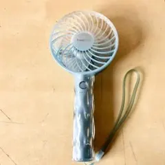 美品☆フランフラン ハンディファン 水色 ウェーブ ジェル シルバー
