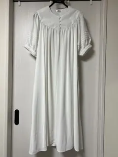 新品未着用タグ付き【fifth】ホワイト ロングワンピース 半袖 ギャザー入り