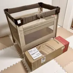 アプリカ ココネルエアー ベビーベッド 折りたたみ式 新生児〜 2段 ブラウン