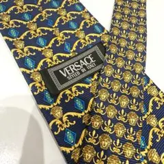 VERSACE ヴェルサーチ ネクタイ ブルー メデューサ 総柄