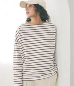 COCA ボーダーボートネックトップス/オーガニックコットン
