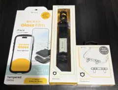 iFace ガラスフィルム 、マルチストラップ、ストラップホルダー 3点セット