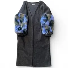 【美品】&.NOSTALGIA コート　黒×グレー MーL フェイクファー