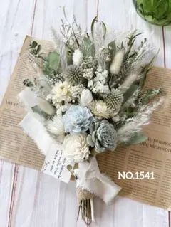 SALEドライフラワースワッグ❁⃘ミントBlue×White❁⃘ナチュラル【32㎝】