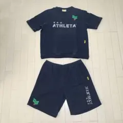 アスレタ　ハーフスウェット　上下セット　ネイビー　シャツLサイズ、パンツOサイズ