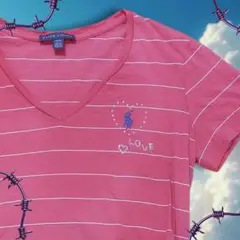 ラルフローレン ラインストーン Tシャツ 韓国 Y2K 平成 ギャル