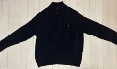 ポロラルフローレン フルジップアップ ケーブルニット ネイビー