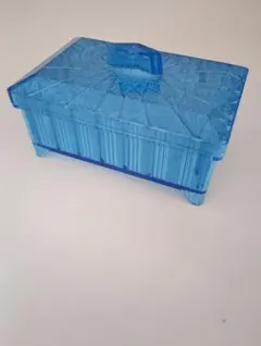 昭和レトロ　青いプラスチック小物入れ 蓋付き