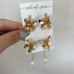 フラワー 淡水パール 結婚式 お呼ばれ 花嫁 ハンドメイド ピアス イヤリング