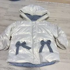 フード ダウン ジャケット ホワイト リボン 90 女の子