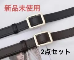 【新品未使用】スクエアバックルベルト　ゴールド　ブラック　ブラウン　穴なしのサムネイル
