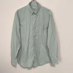 ユニクロ　メンズ　ブロードシャツ　ボタンダウン　Lサイズ　ペパーミントグリーン
