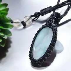 ラリマー マクラメ ネックレス ペンダント (紺色)