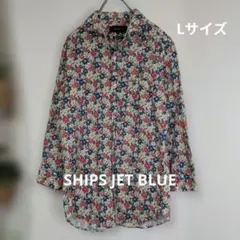 美品✨️SHIPS JET BLUE　日本製　コットンリネン　花柄　シャツのサムネイル