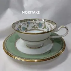 NORITAKE ヨシノ カップ＆ソーサー 花柄 グリーン 金彩 日本製